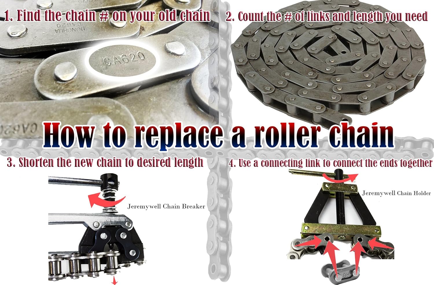 Triple Strand Roller Chain 10 Feet with 1 Connecting Link F5141