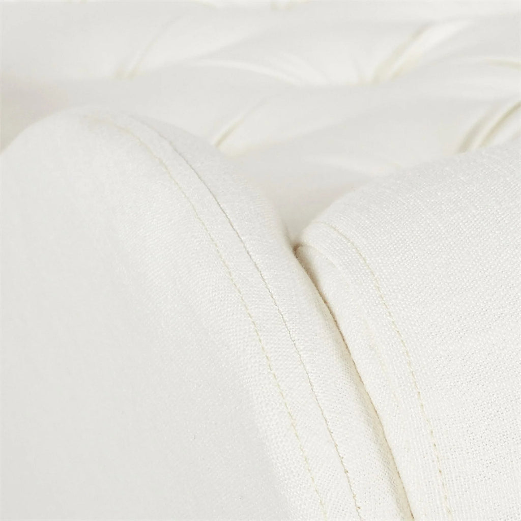 Antique White Hardwood Tufted Roll Arm Chaise Lounge O4761