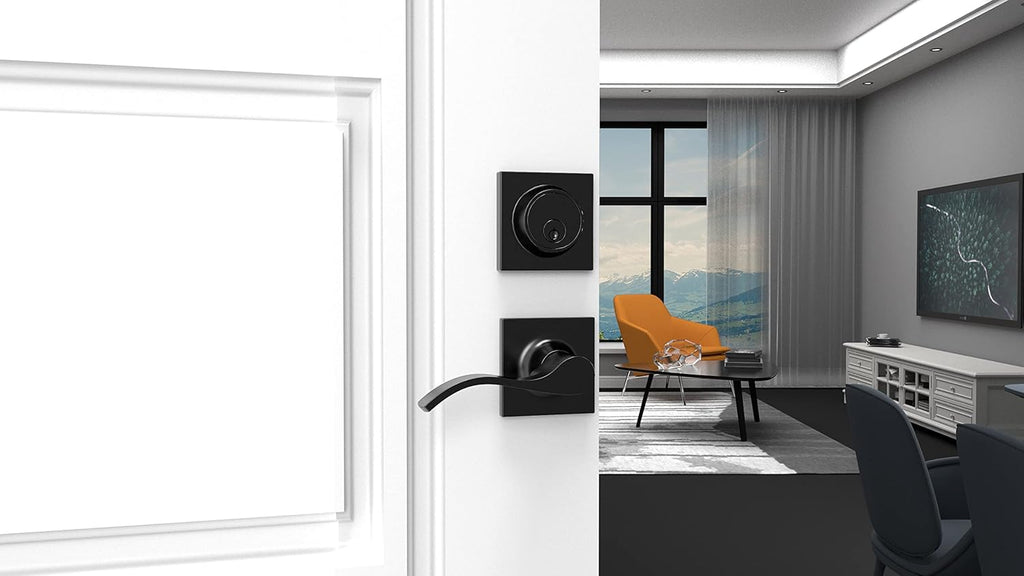 Black Square Door Lockset with Deadbolt Pack of 2 Z57021