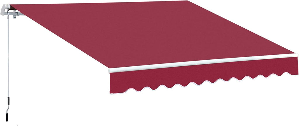 12' x 8' Retractable Patio Awning Canopy with Manual Crank Handle Q96433