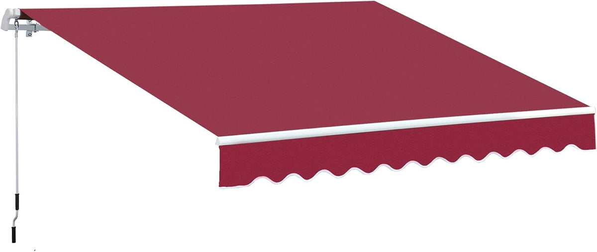 12' x 8' Retractable Patio Awning Canopy with Manual Crank Handle Q96433