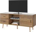 Rustic Brown Wood TV Stand with Sliding Door C147