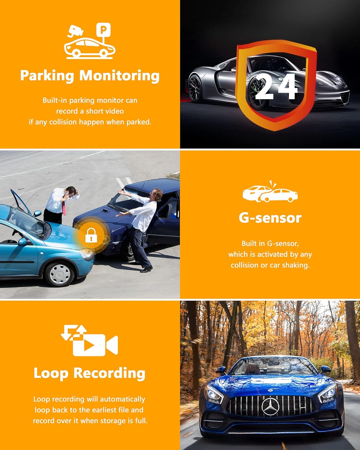 1080P Full HD Dual Dash Cam Front and Rear with Waterproof Backup Cam X552