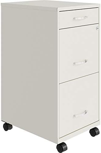 White 3 Drawer Metal Mobile File Cabinet with Lock X439789