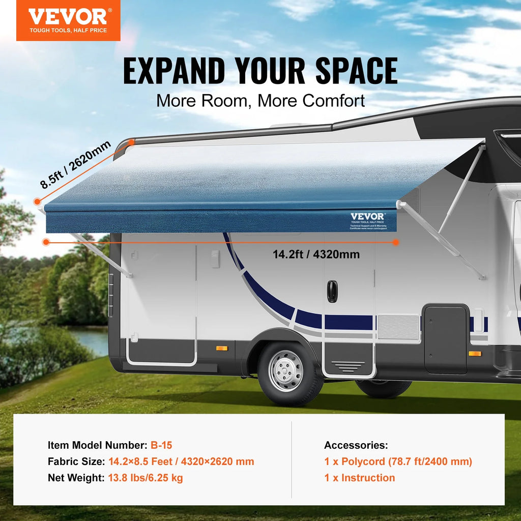 15' RV Awning Fabric Replacement 16oz PVC Fabric Waterproof M929