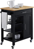 Black and Natural Kitchen Cart Q69030