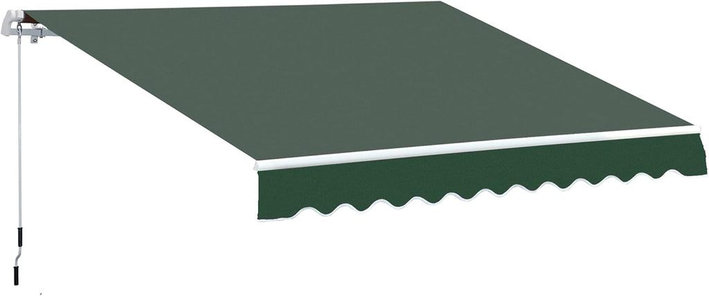 12' x 8' Retractable Patio Awning Canopy with Manual Crank Handle Q96433