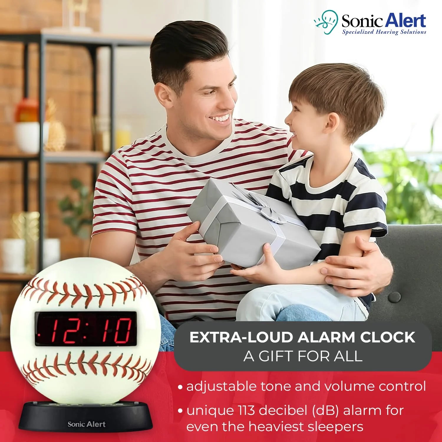 White Digital Alarm Clock with Bed Shaker S491