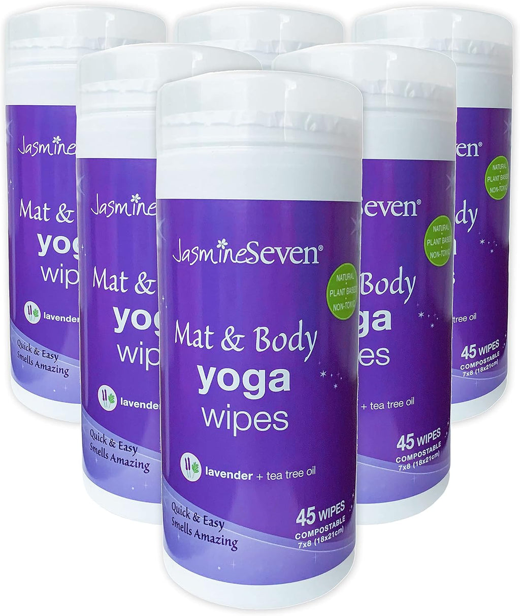 Yoga Wipes for Mat and Body, Case of 6, Natural Lavender and Tea Tree H42382