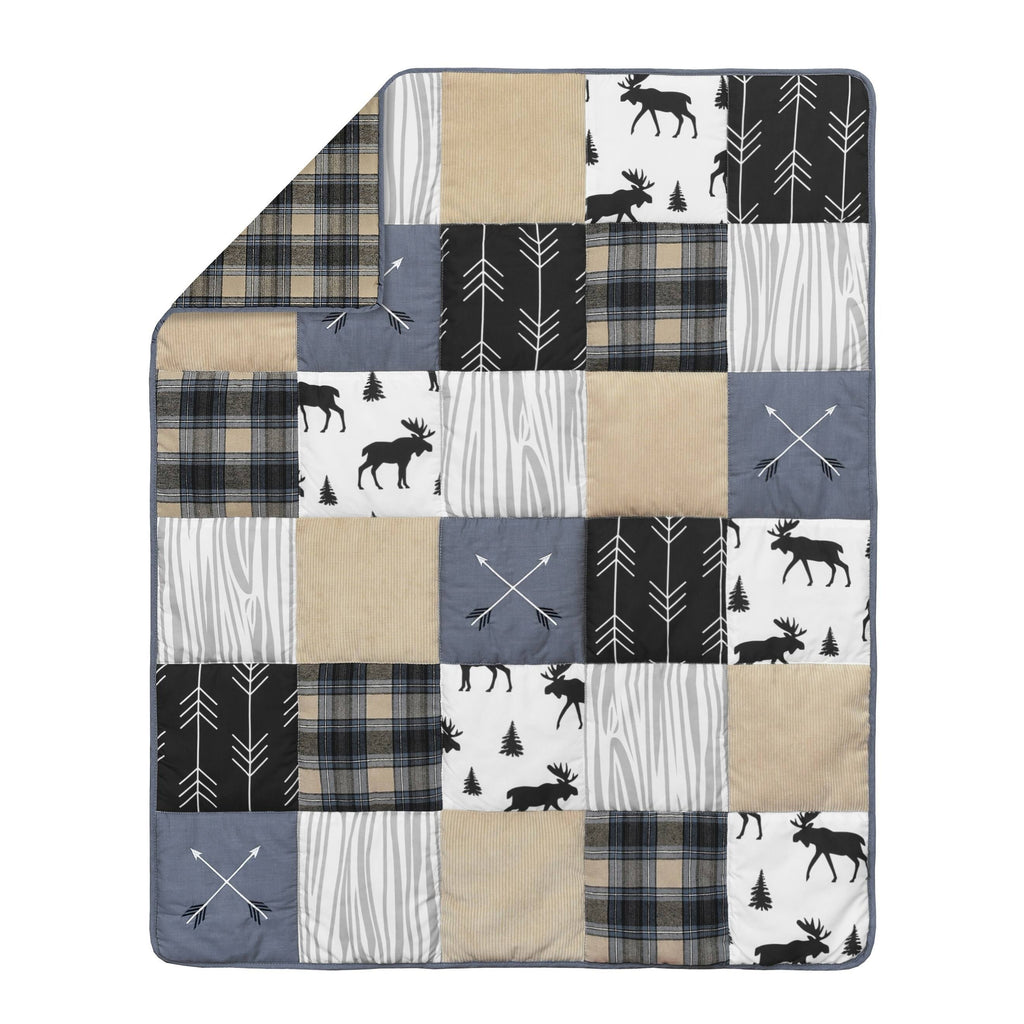 Blue and Tan 5 Piece Crib Bedding Set R406