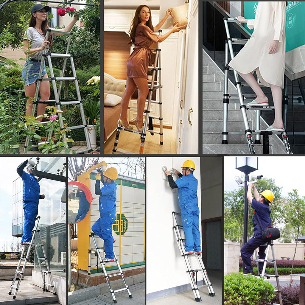 A-Frame Aluminum Telescoping Folding Ladder 330lb Capacity H33333