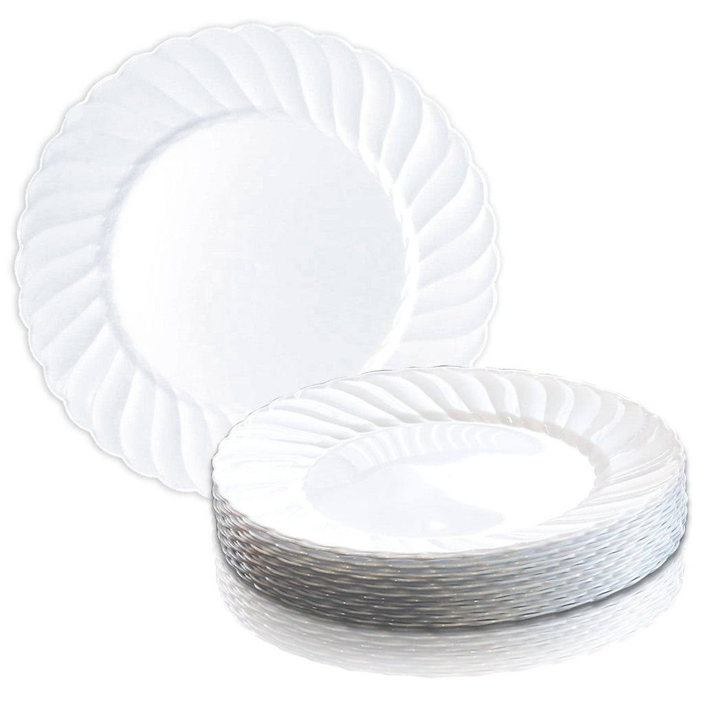6x22 White Round Disposable Plastic Pastry Plates Q728