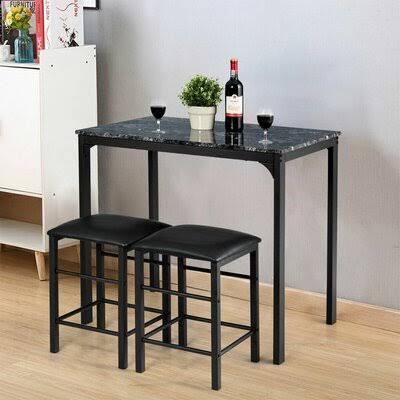 3 - Piece Dining Set Table Top Color: Black H68304
