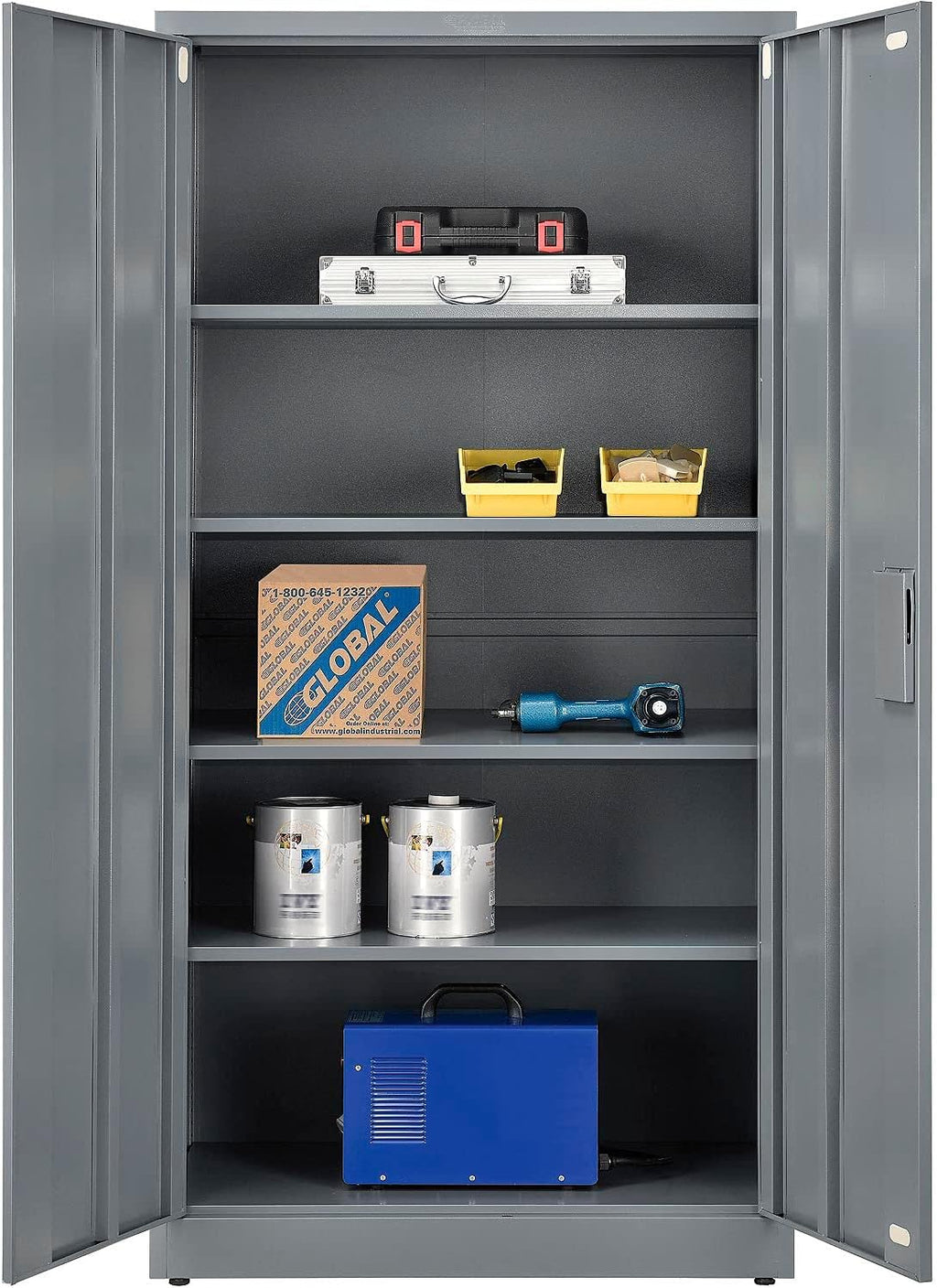 Steel Storage Cabinet, 36W x 18D x 72H, Gray P873737