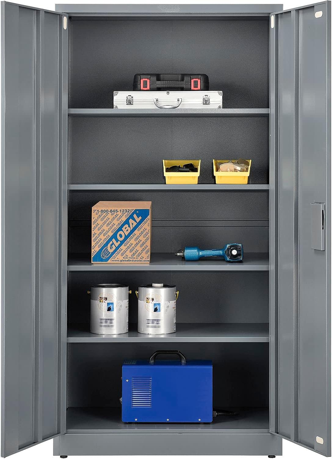 Steel Storage Cabinet, 36W x 18D x 72H, Gray P873737