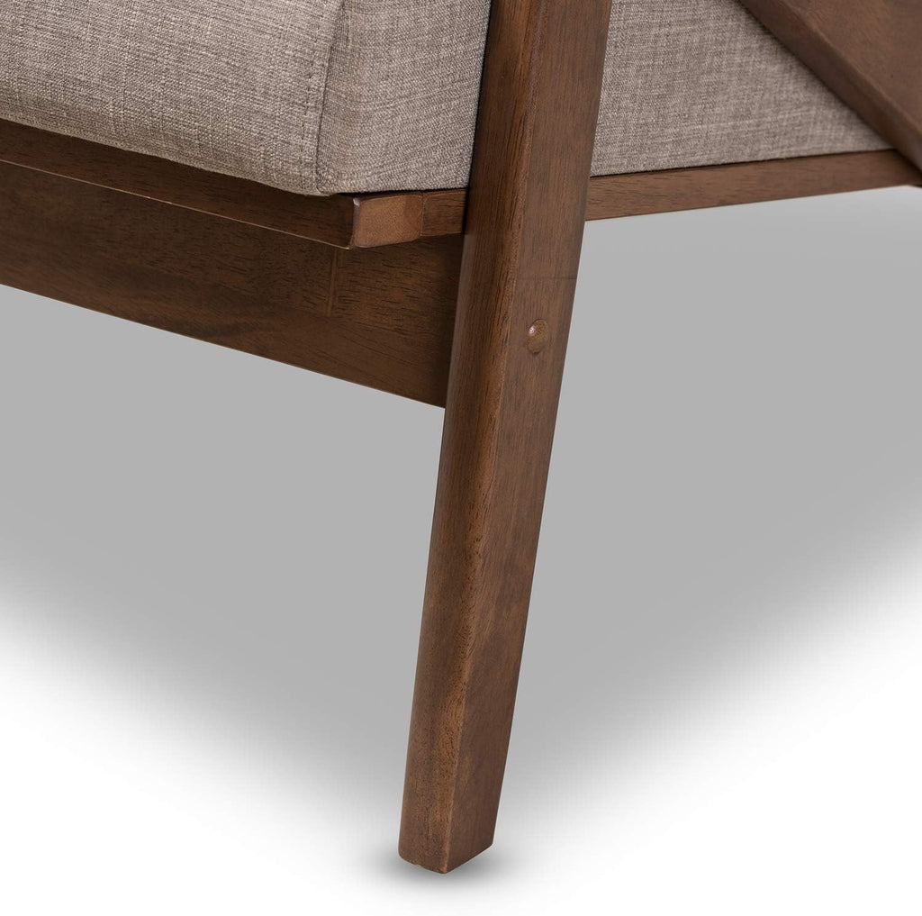 Walnut Wood Light Grey Fabric Tufted 2-Seater Loveseat C44261
