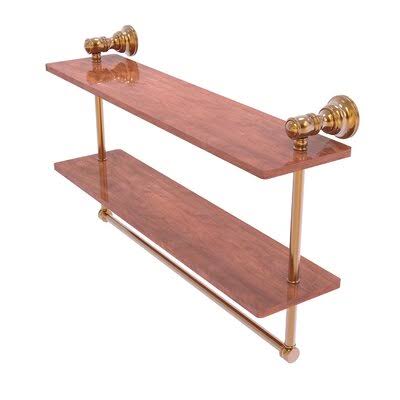 2 Piece Solid Wood Tiered Shelf with Towel Bar L9140