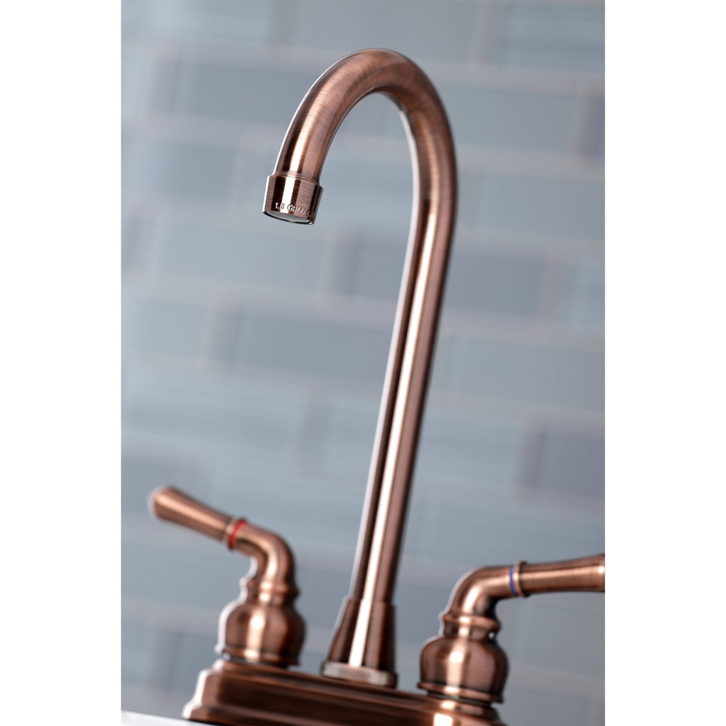 Satin Nickel & Polished Brass Two-Handle Centerset High-Arch Bar Faucet E3942
