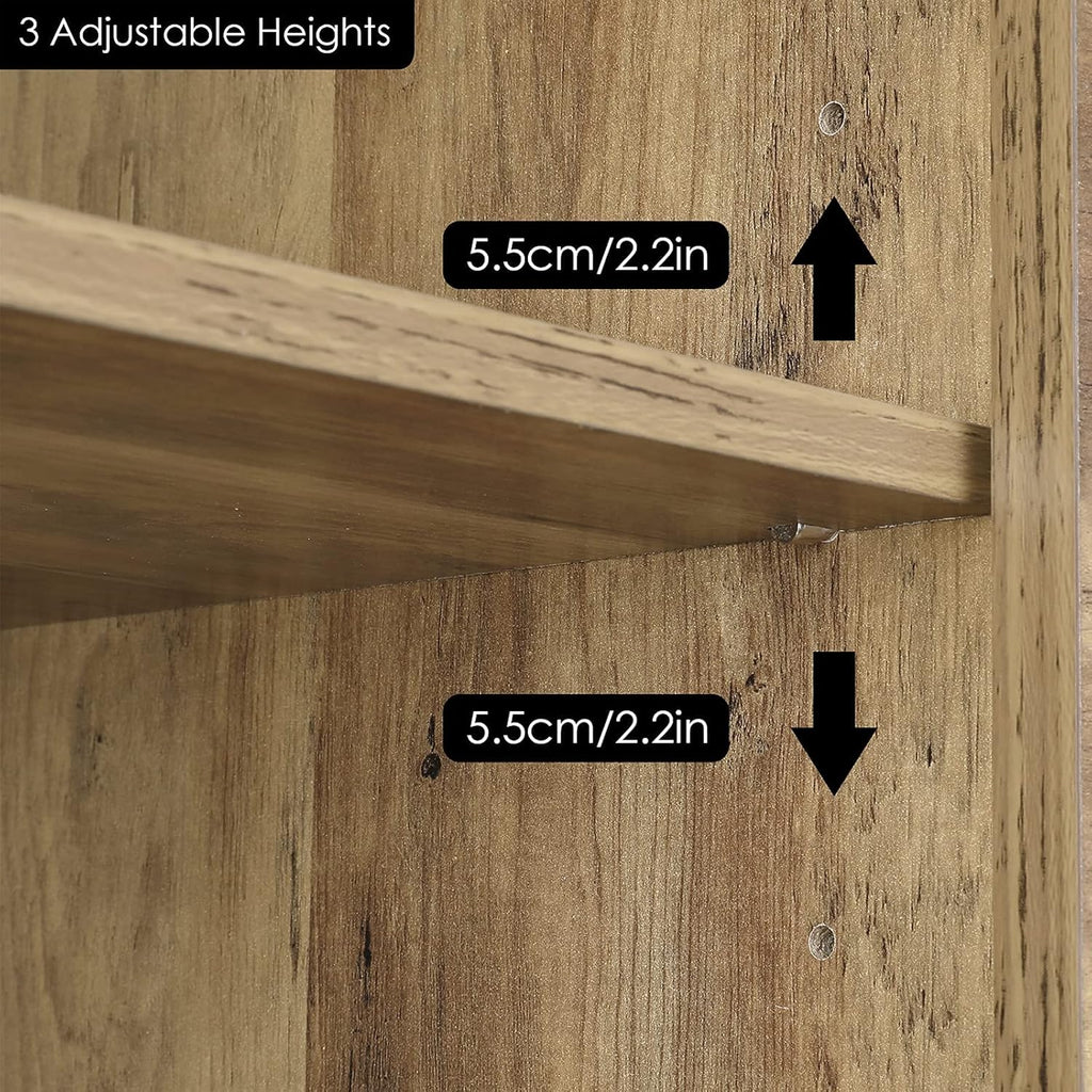 Rustic Brown Wood TV Stand with Sliding Door C147
