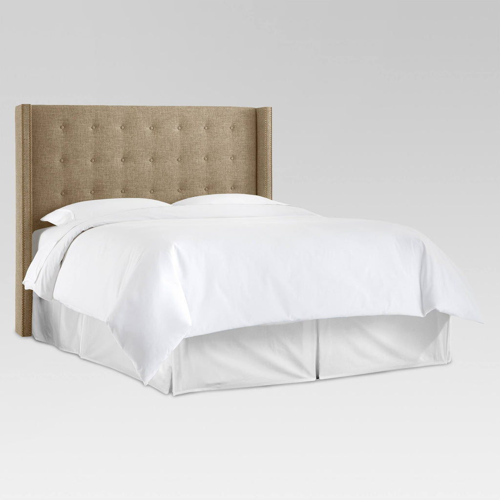 Nail Button Tufted Wingback Headboard California King Cobblestone Q264848