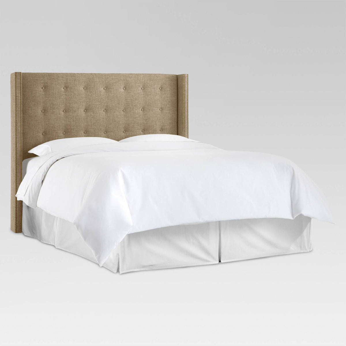 Nail Button Tufted Wingback Headboard California King Cobblestone Q264848