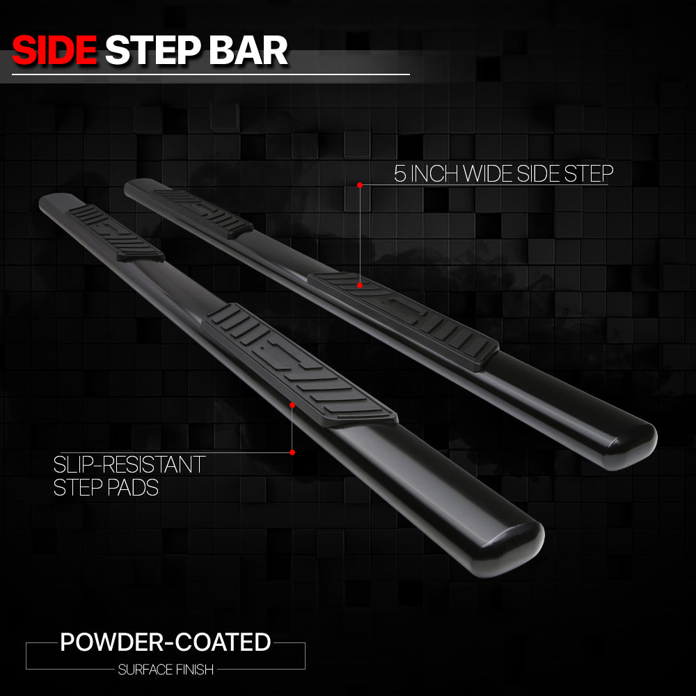 Black 5" Oval Step Nerf Bar Running Board P307