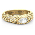10K Yellow Gold Vintage Graduation Ring with Aquamarine Stone P294