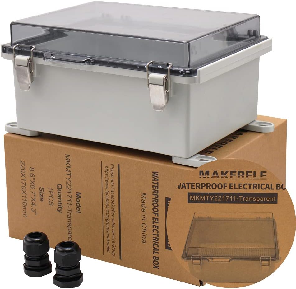 Outdoor Electrical Box IP67 Waterproof Plastic Enclosure with Transparent Cover 7.9 x 3.9 x 2.8 inch J66700