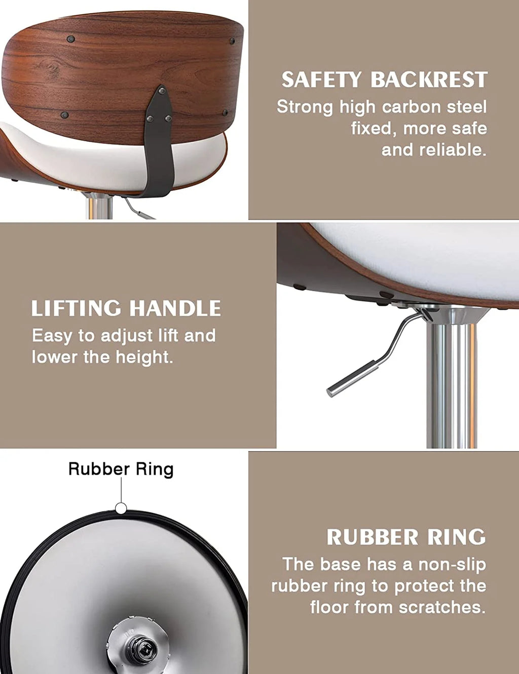 Bentwood Adjustable Height Swivel PU Leather Bar Stools Set of 2 B457061