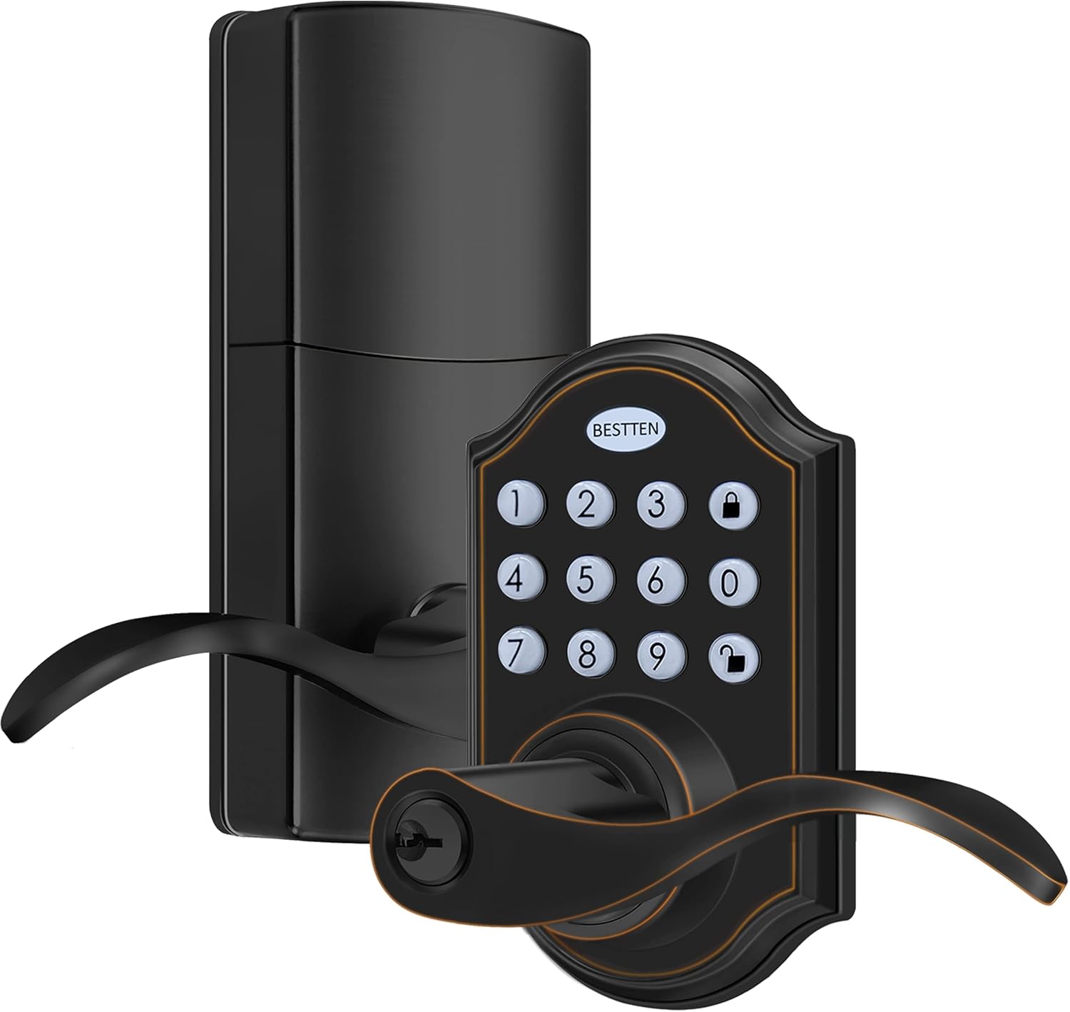 Oil Rubbed Bronze Keyless Entry Door Lock Lever, Pack of 2 G162