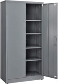 Steel Storage Cabinet, 36W x 18D x 72H, Gray P873737