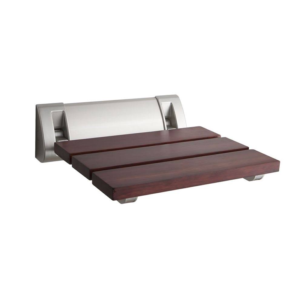 Sapele Folding Shower Seat with Chrome Hinges Solid Wood Wall Mount M81548