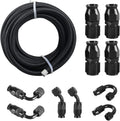 6AN PTFE E85 Braided Fuel Line Fitting Kit 20FT Transmission Oil Cooler Line Stainless Steel Black Pack of 2 C723