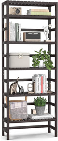 6 Tiers Bamboo Adjustable Tall Bookshelf J275027