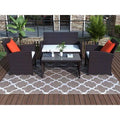 4 Pieces All-Weather Rattan Seating Set Brown A76289