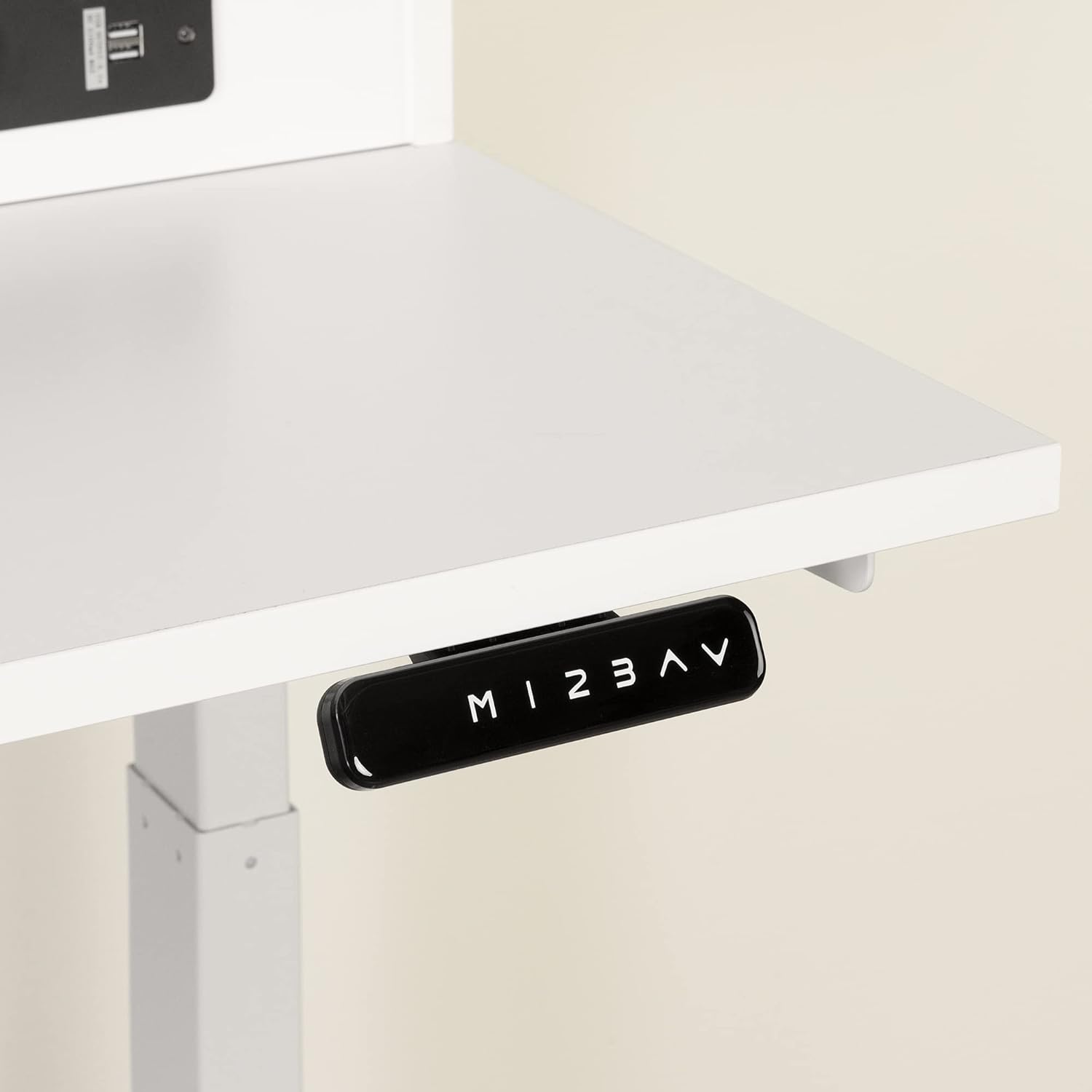 Pure White Adjustable Height Standing Desk with Built In Power Bar R137481