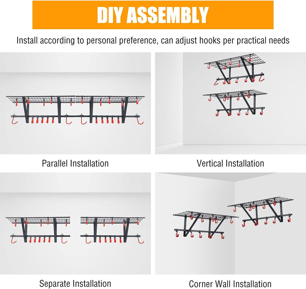 Garage Wall Shelving 1 Pack with Vertical Bike Hanger, Powder Coated Steel T36118