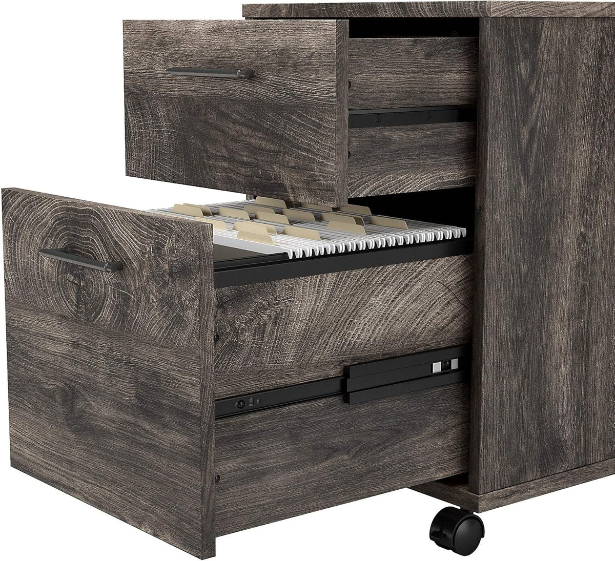 Dark Gray Hickory 2 Drawer Mobile File Cabinet C14477