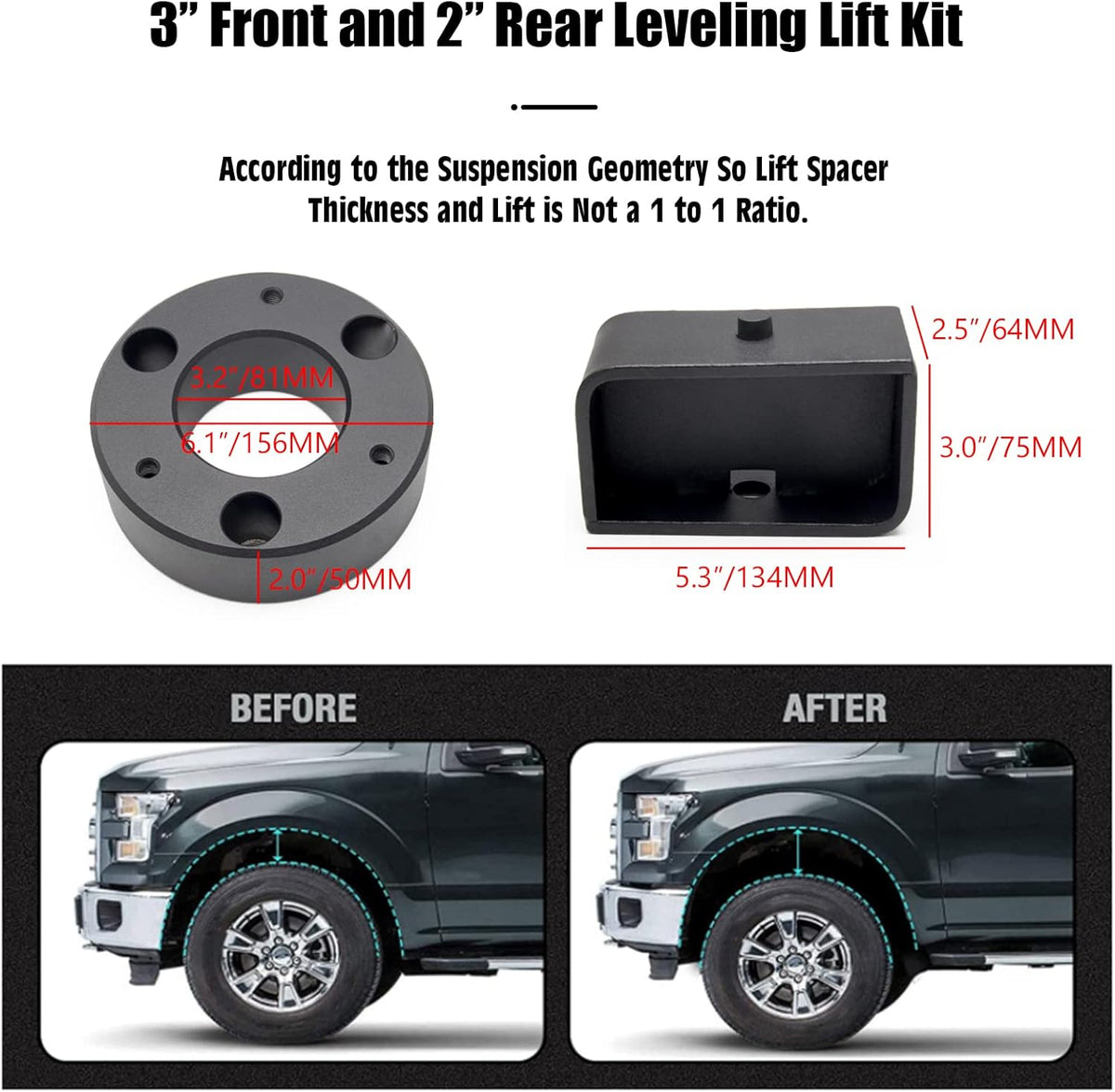3 Inch Front and 2 Inch Rear Leveling Lift Kit for Chevrolet Silverado 1500 Q447