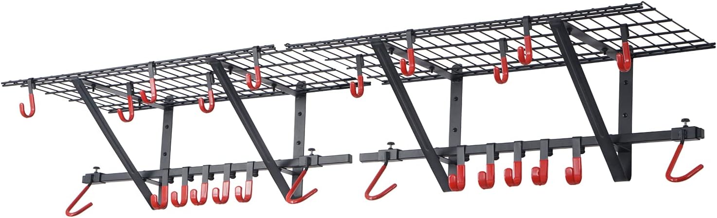 Garage Wall Shelving 1 Pack with Vertical Bike Hanger, Powder Coated Steel T36118
