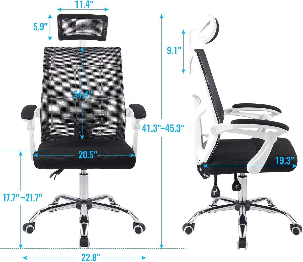 Black Ergonomic Mesh Office Chair with Adjustable Headrest and Armrest X953400
