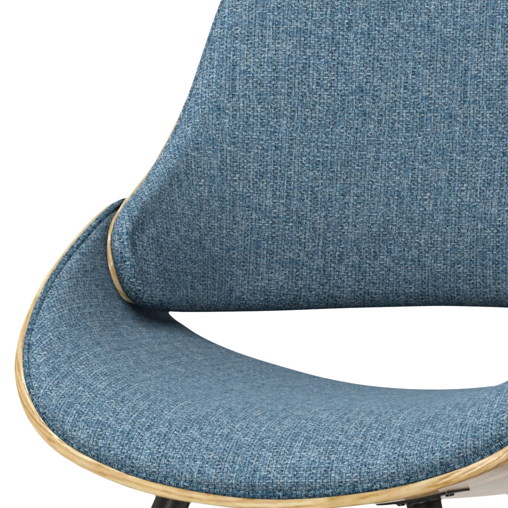 Denim Blue Polyester Linen Bentwood Dining Chair Y9872