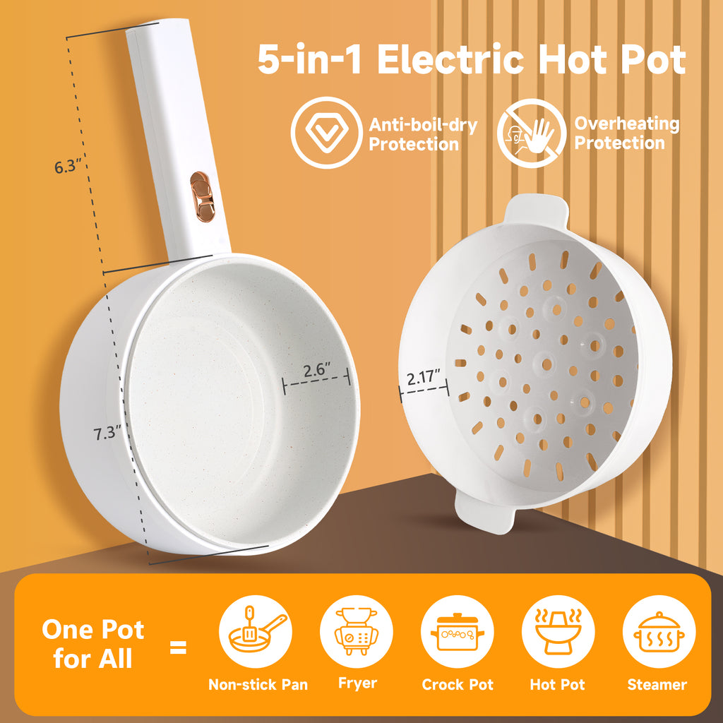 1.6L Non-stick Electric Hot Pot with Steamer A979