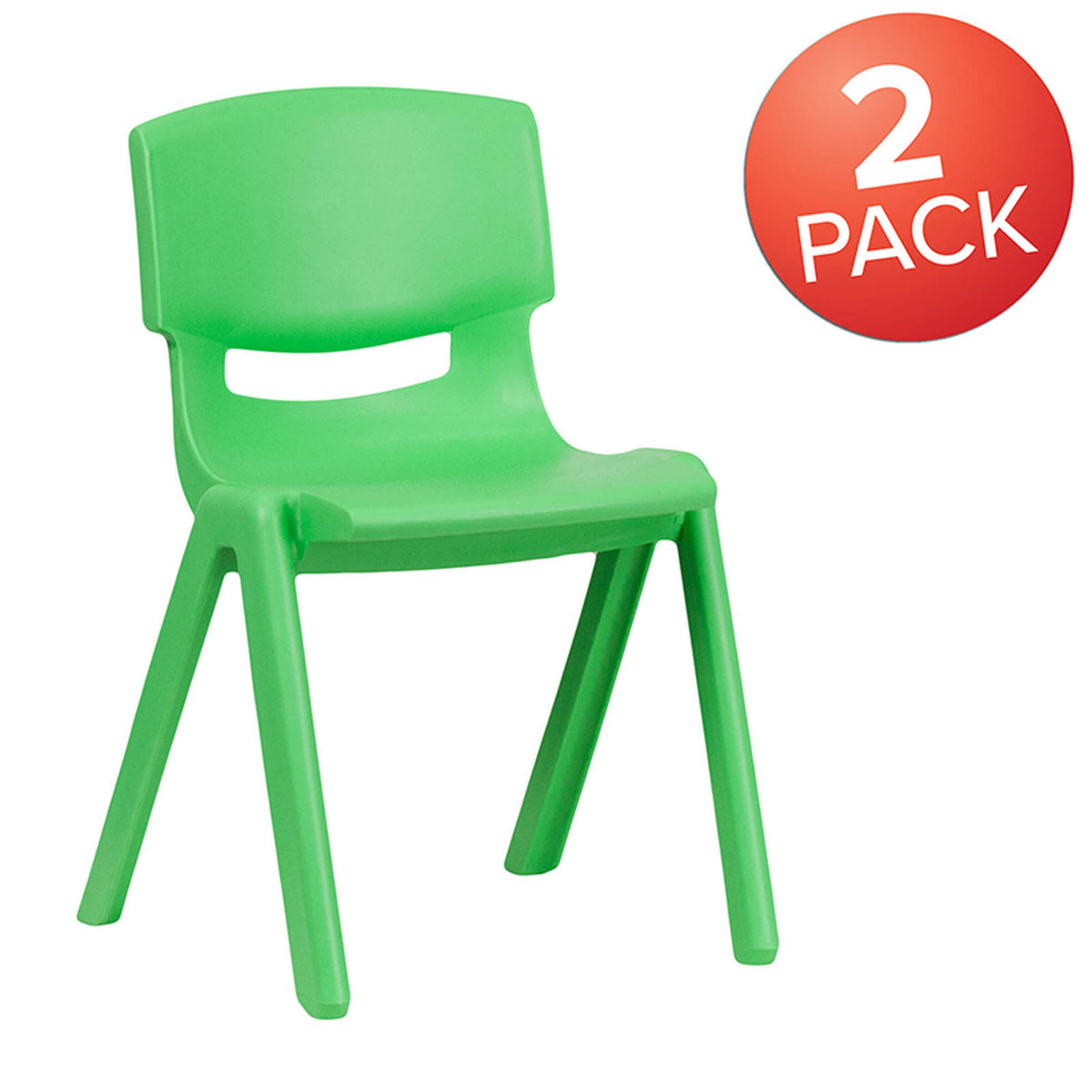 Green Plastic Stackable School Chair, 2 Pack M9430