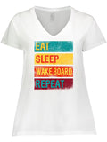 Wakeboarding Plus Size V-Neck T-Shirt X3305