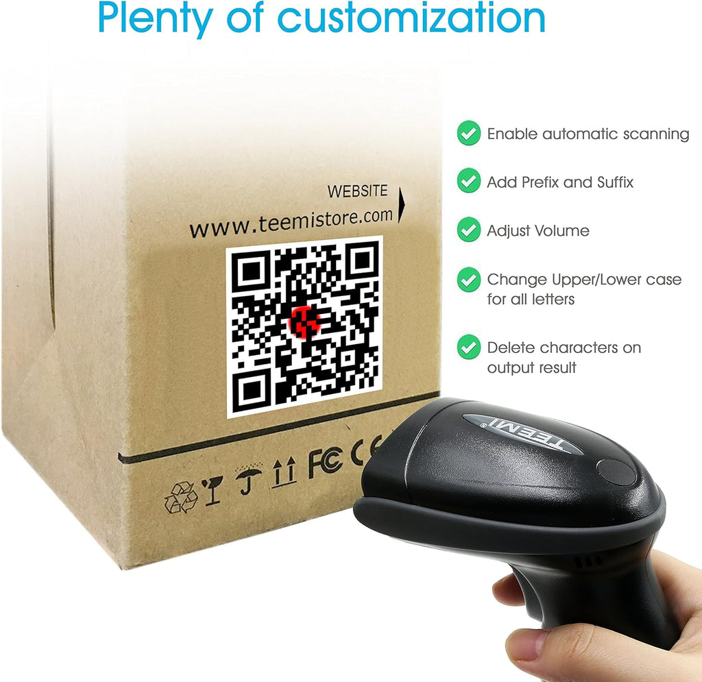 Bluetooth Barcode Scanner with USB Charging Cradle, 1D 2D QR Wireless Imager, Pack of 2 D441