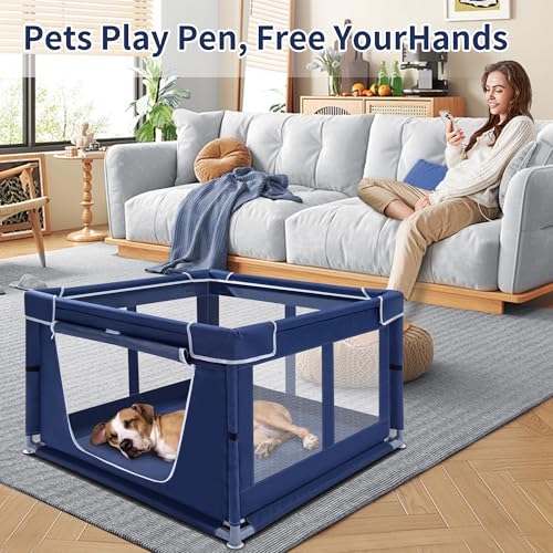 42x42x25 Inch Oxford Fabric Pet Playpen with Gate V47517
