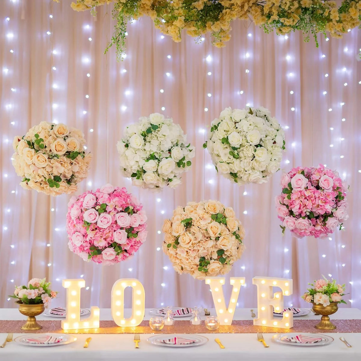 16" Artificial Flower Rose Ball Centerpiece Bouquet Set of 10 L4474
