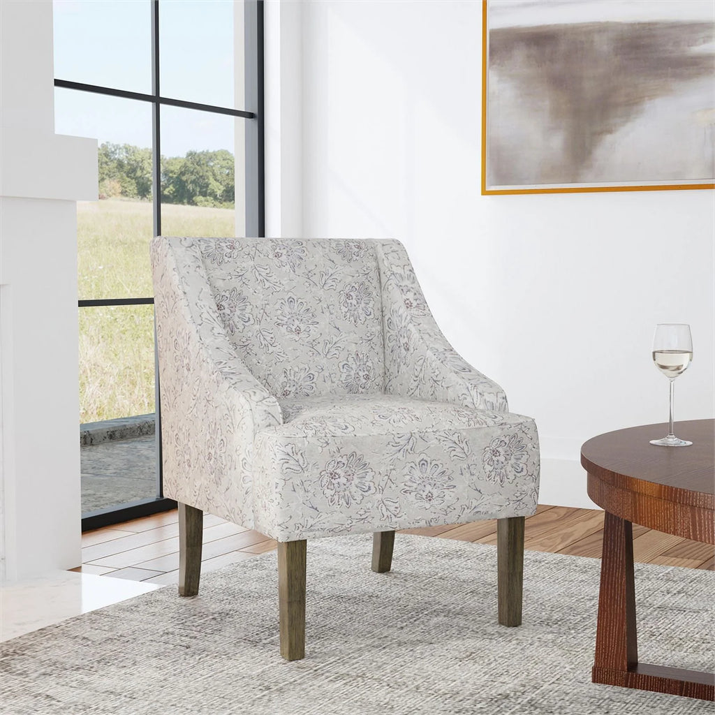 Linen Artistic Floral Print Accent Chair G20084