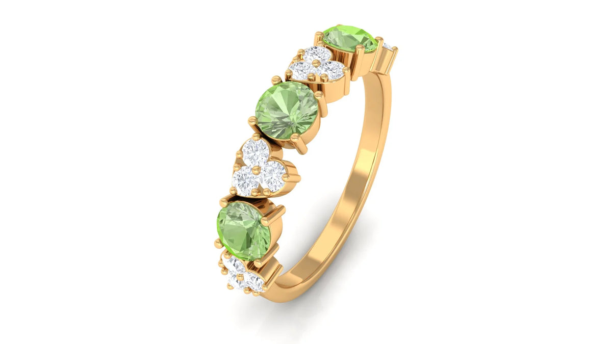 14K Yellow Gold Green Sapphire Half Eternity Ring E97676